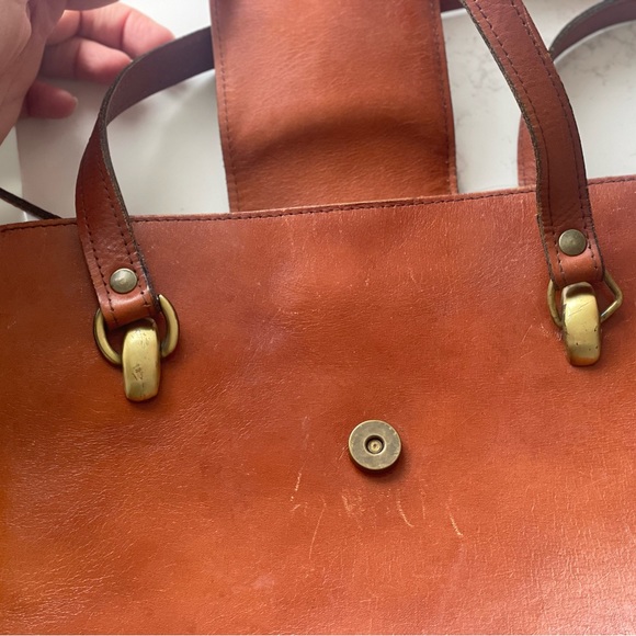 Vintage Brown Leather Bag 1980’s satchel style - Picture 5 of 11